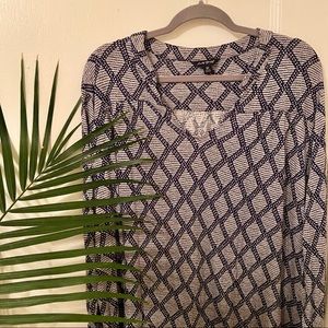 Lucky Brand Navy & Off-White Boho Top